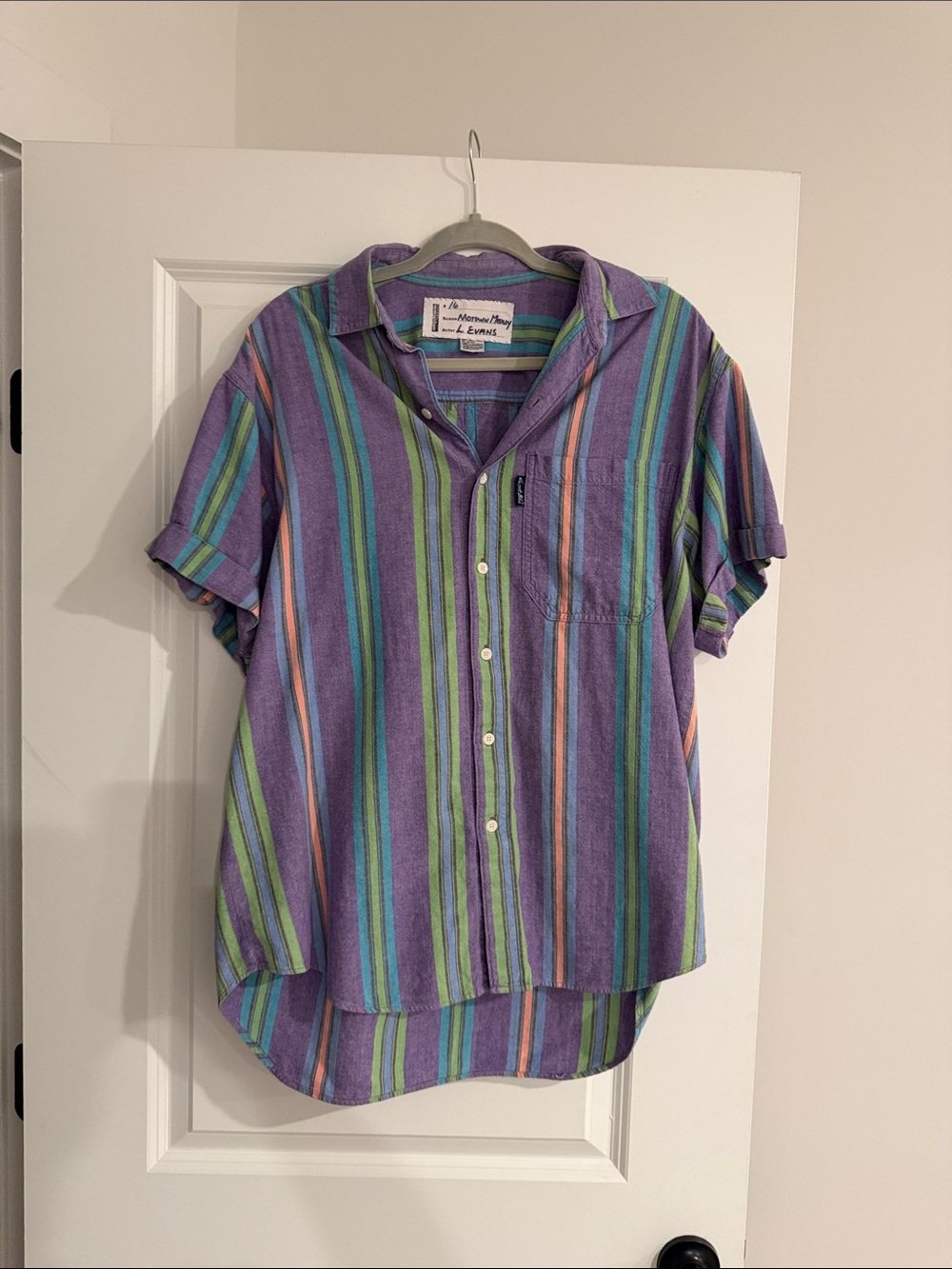 Purple Multicolor Striped Button-Up Shirt